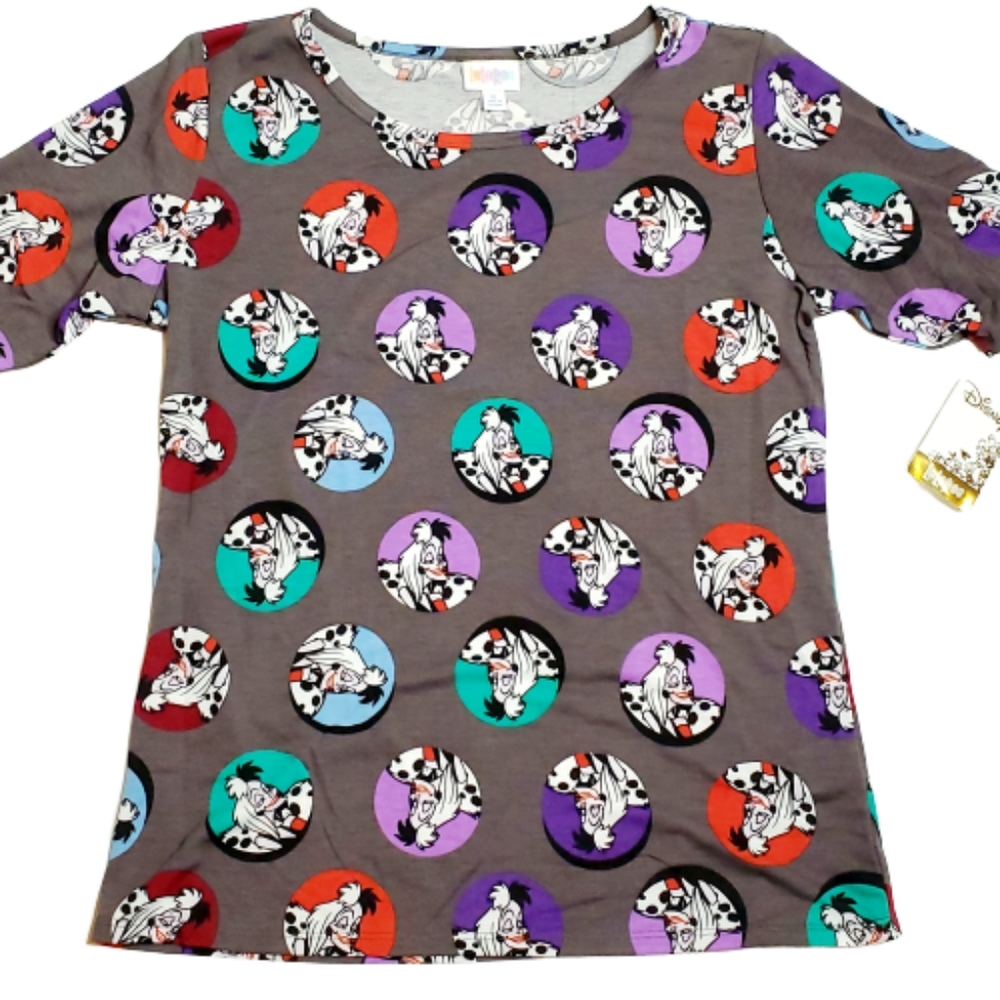 LULAROE Disney Cruella Dot Gigi Top Size XL NWT